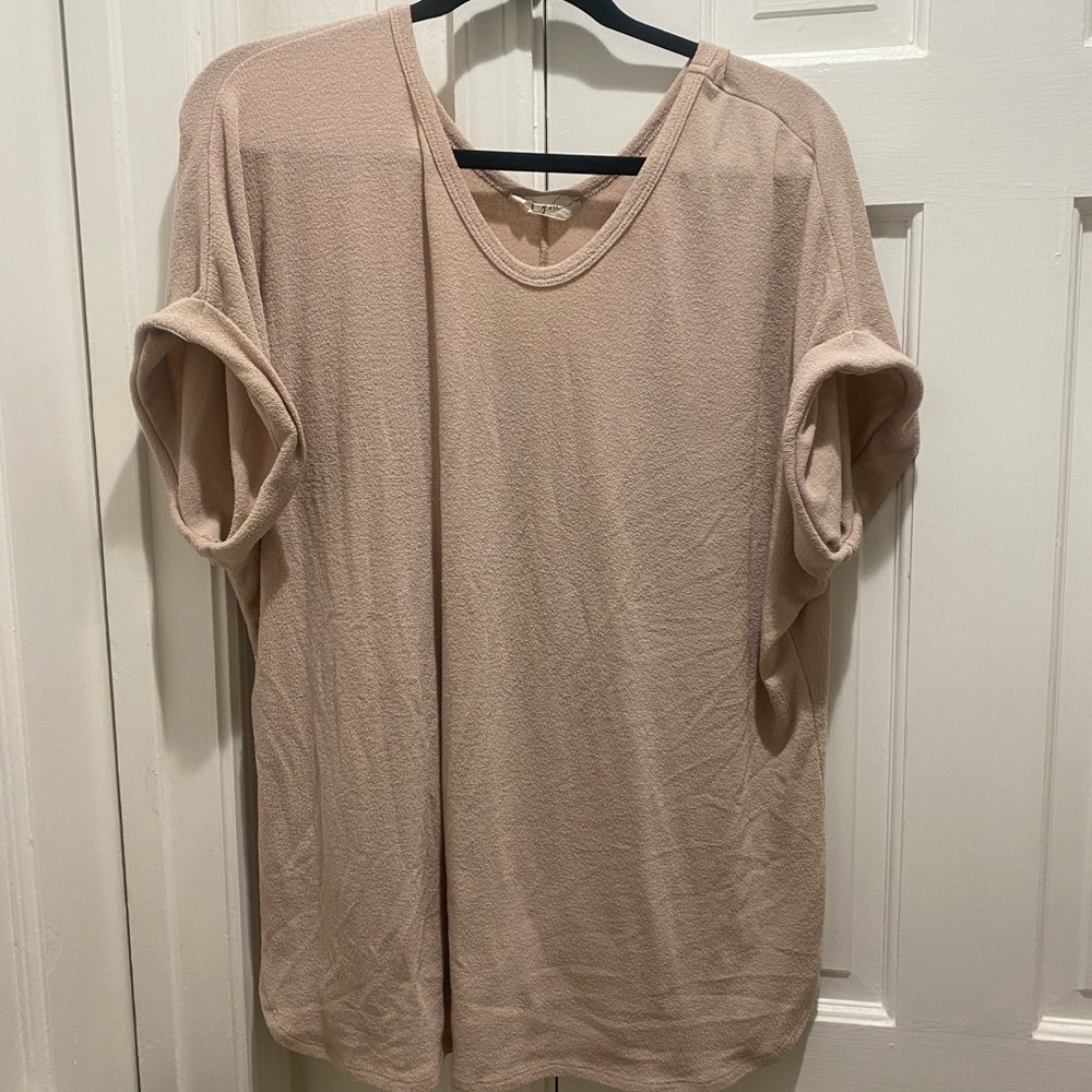 Tan and Pink Relaxed Short Sleeve T-Shirt